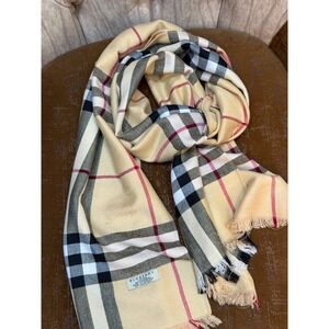 Burberry London Cashmere Scarf Beige Nova Check Prorsum Knight Made in Scotland